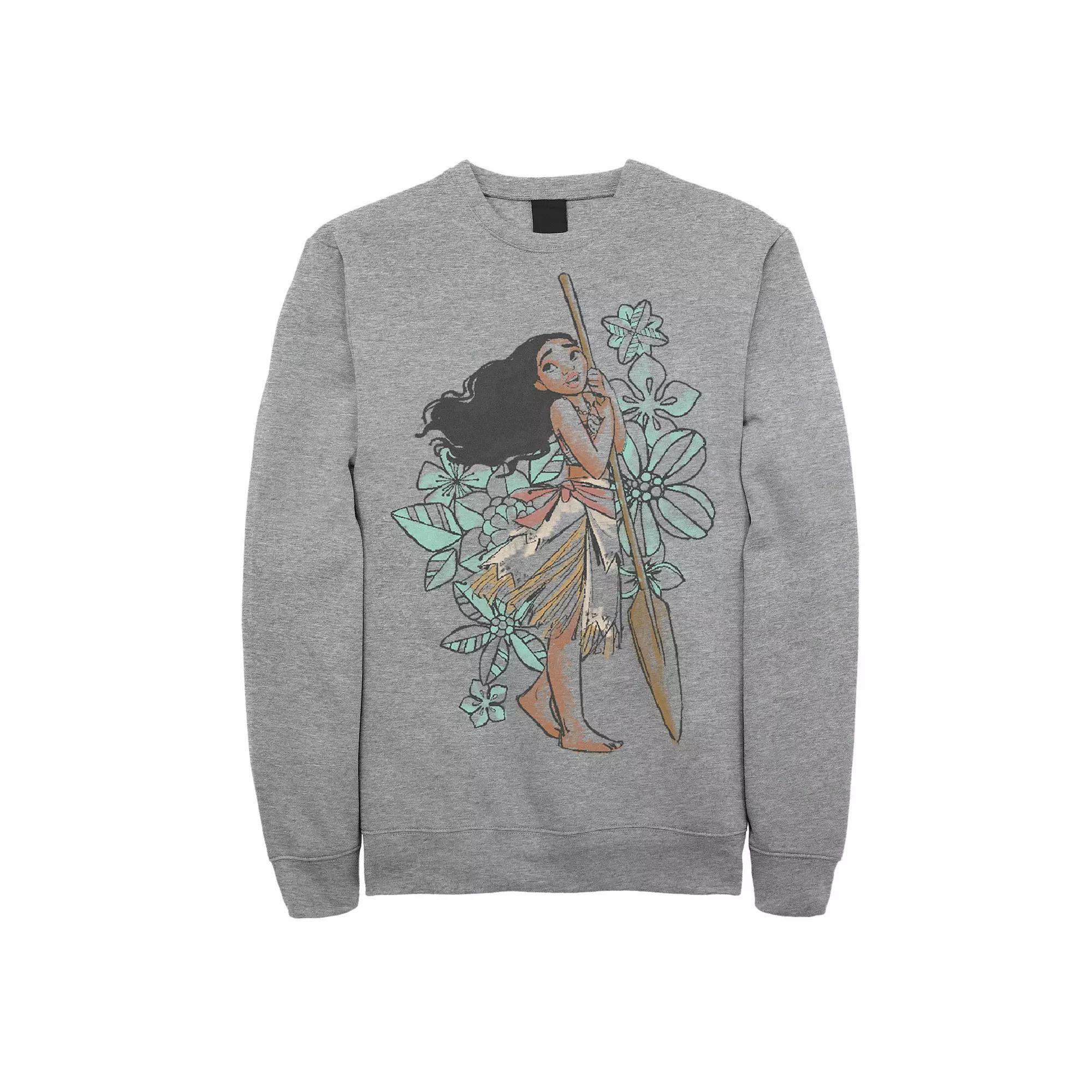 Disney's Moana Men's Leaning On A Paddle Sketchy Style Sweatshirt, Size: 3XL, Athletic Grey Product Image