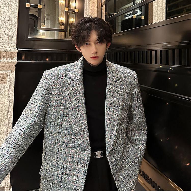 Long Sleeve Single Breasted Tweed Blazer Product Image