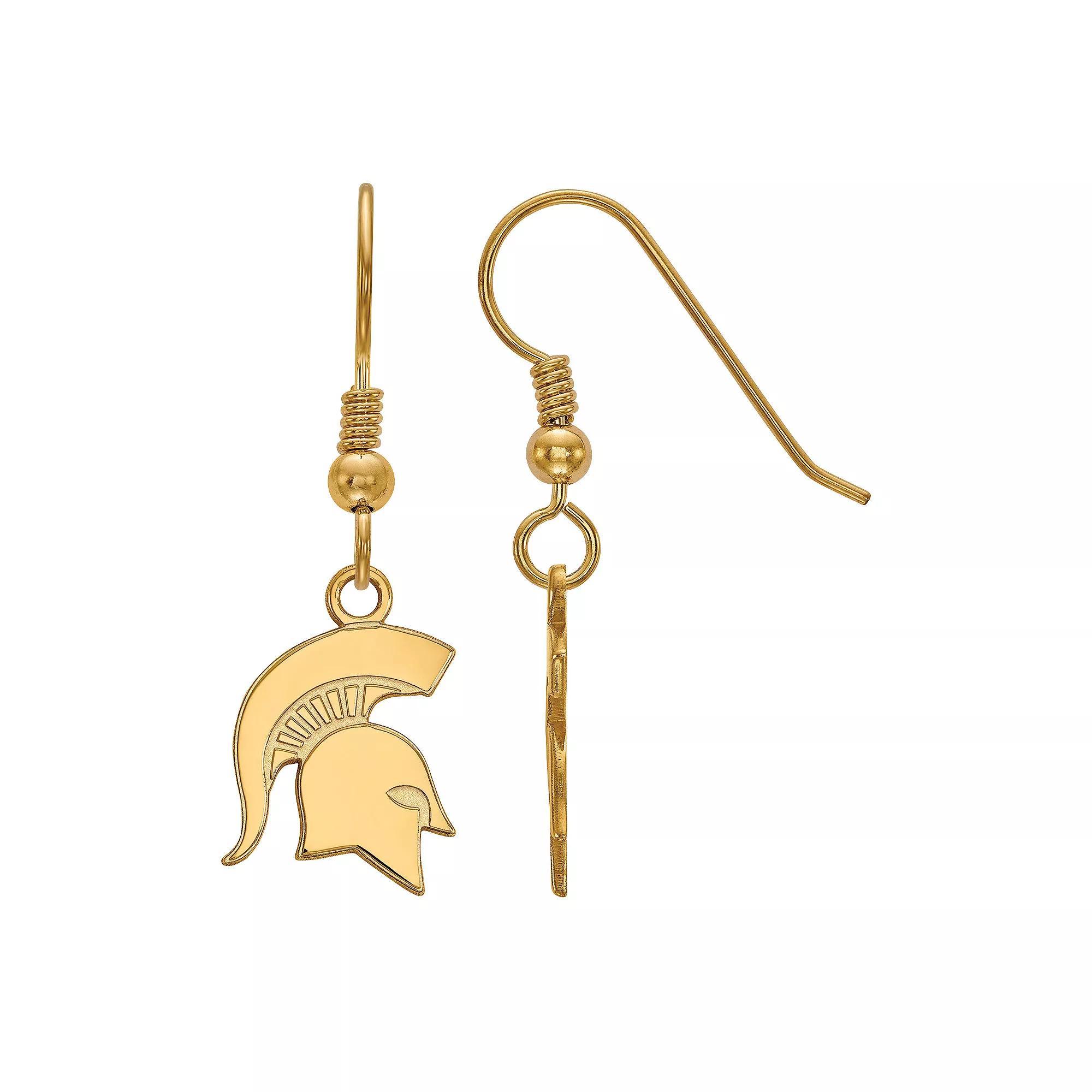 LogoArt 14K Gold Over Silver Michigan State Spartans Small Dangle Earrings, Women's, Size: 32 mm, 14k Gold Plated Product Image