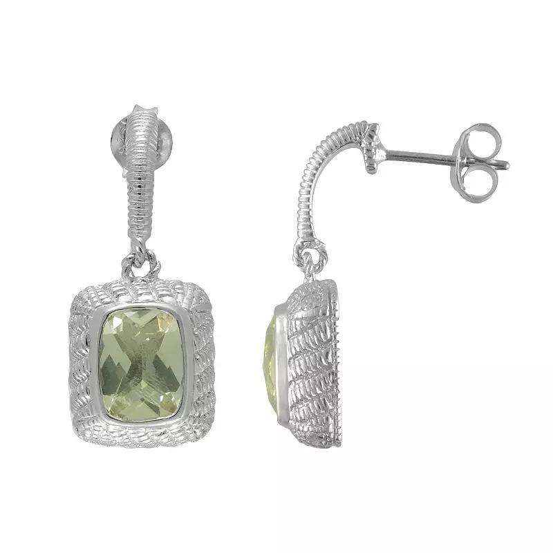SIRI USA by TJM Sterling Silver Lemon Quartz & Cubic Zirconia Textured Rectangle Frame Drop Earrings, Women's, Yellow Product Image