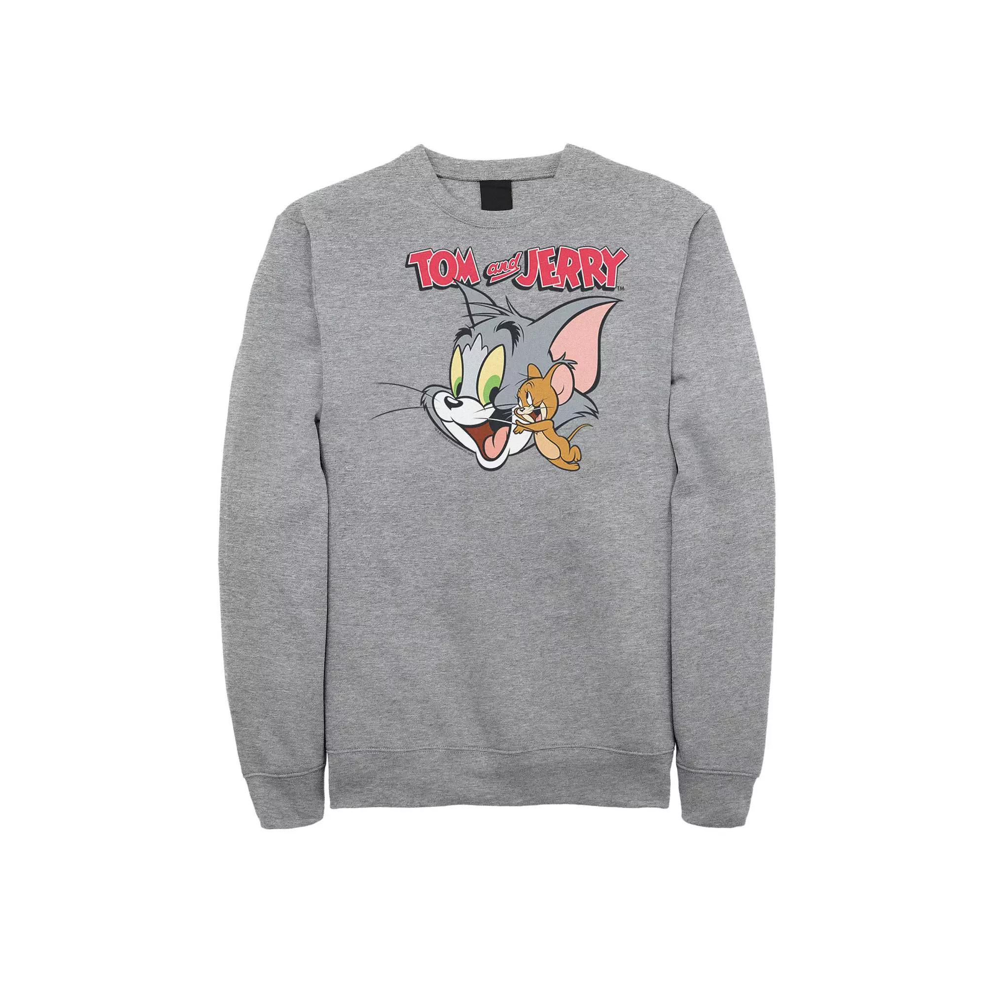 Big & Tall Tom and Jerry Simple Portrait Logo Graphic Fleece, Men's, Size: 5XL, Athletic Grey Product Image