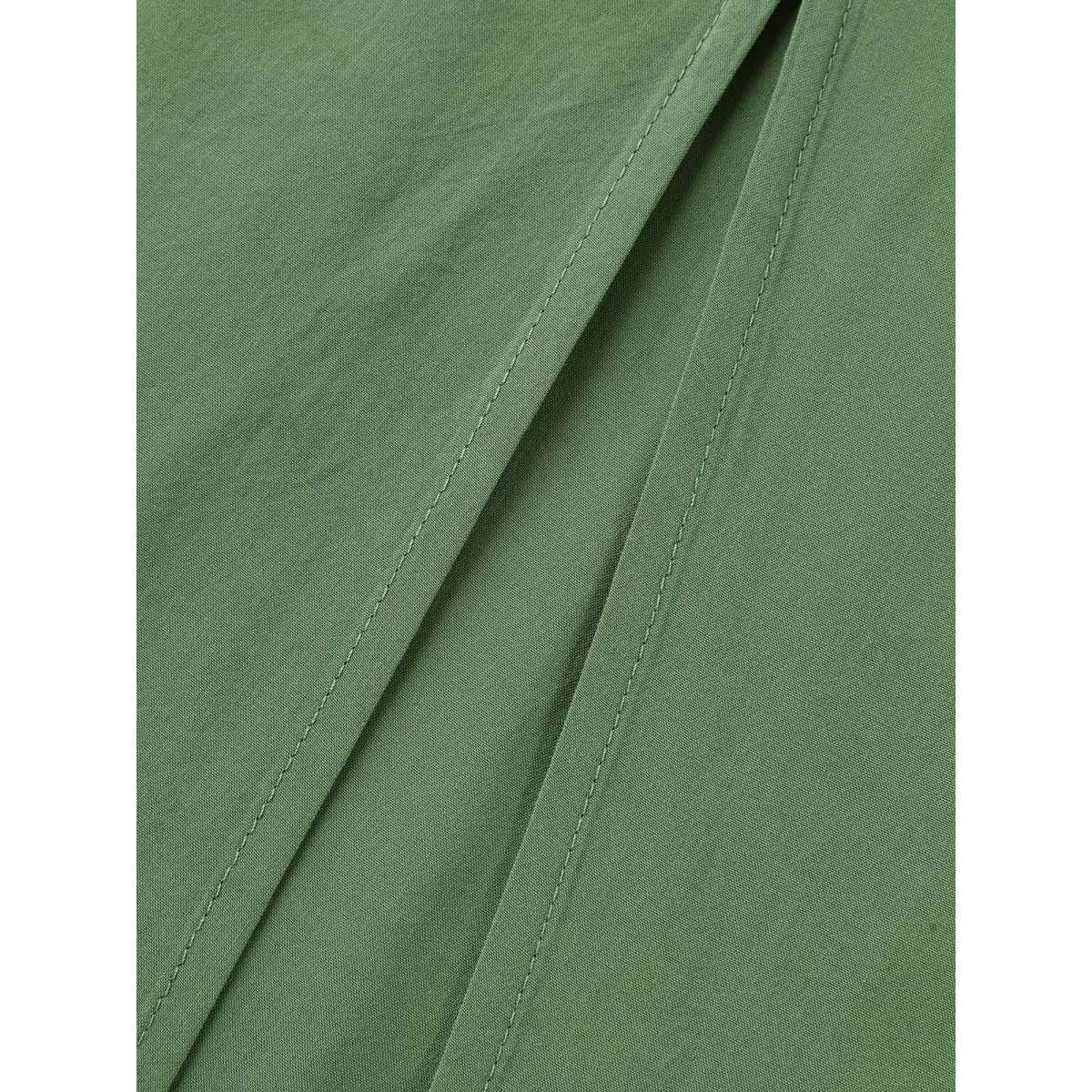 Plus Size Pleated Solid Color Slit Maxi Dress Sage Women Elegant Gathered V-neck Short sleeve Curvy BloomChic 14-16/1X Product Image