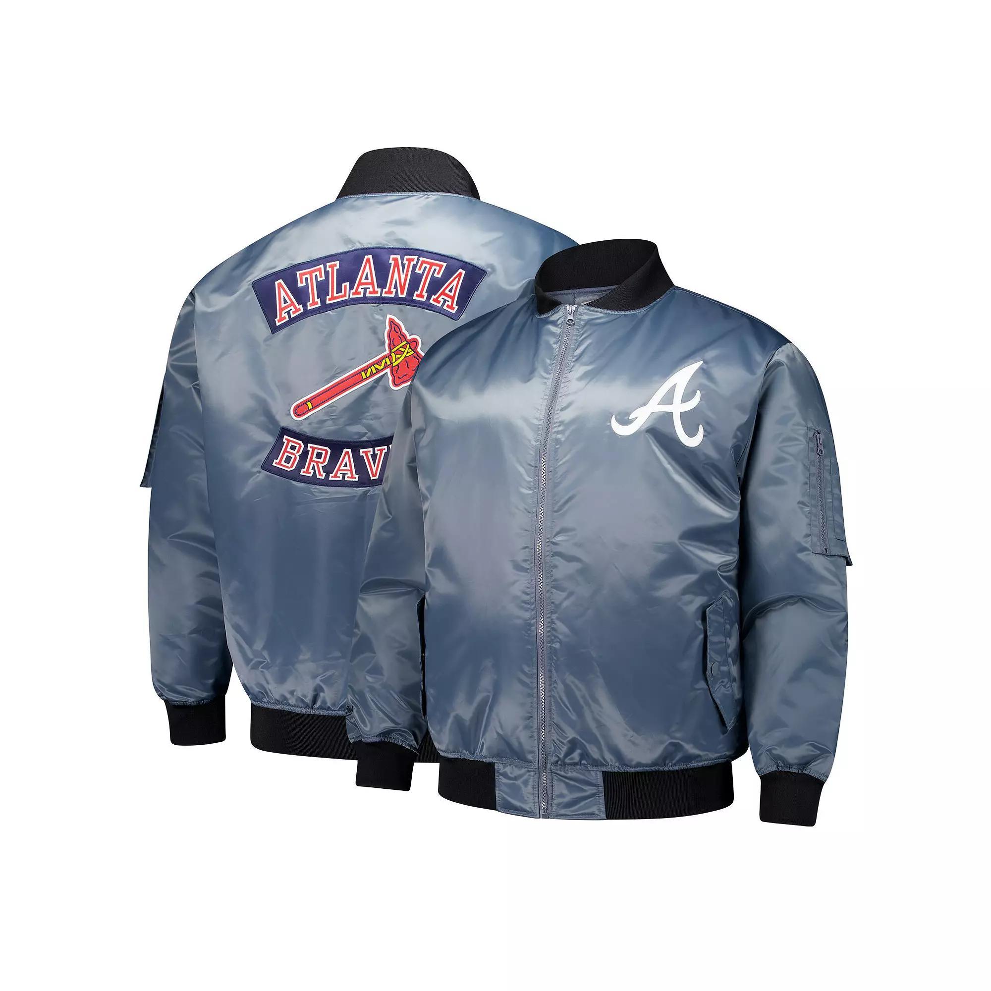 Men's Profile Charcoal Atlanta Braves Big & Tall Full-Zip Bomber Jacket, Size: 3XB Product Image