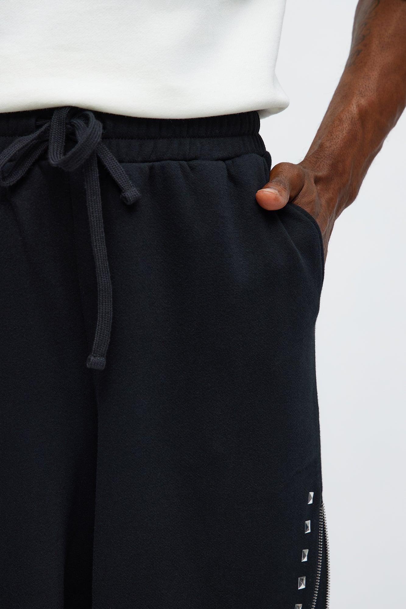 Tyson Baggy Sleaze Studded Shorts - Black Product Image