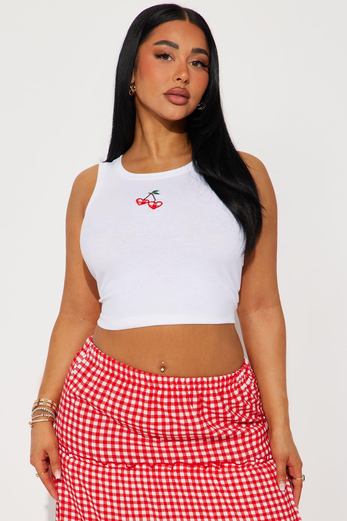 Cherry Delight Gingham Maxi Skirt Set - Red/combo Product Image