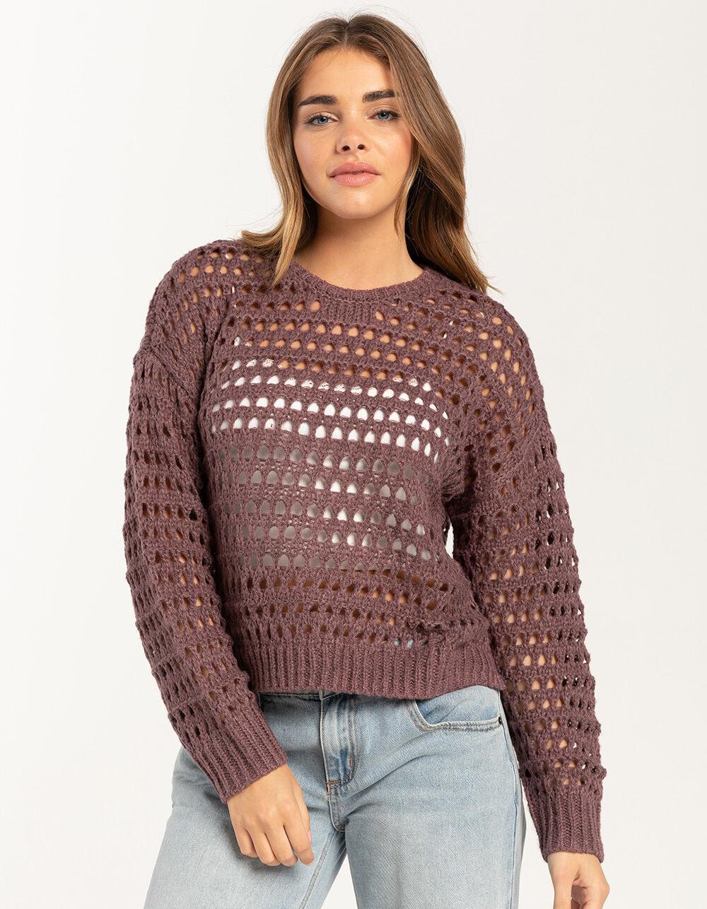 FULL TILT Essentials Open Knit Womens Pullover Sweater - TAN Product Image