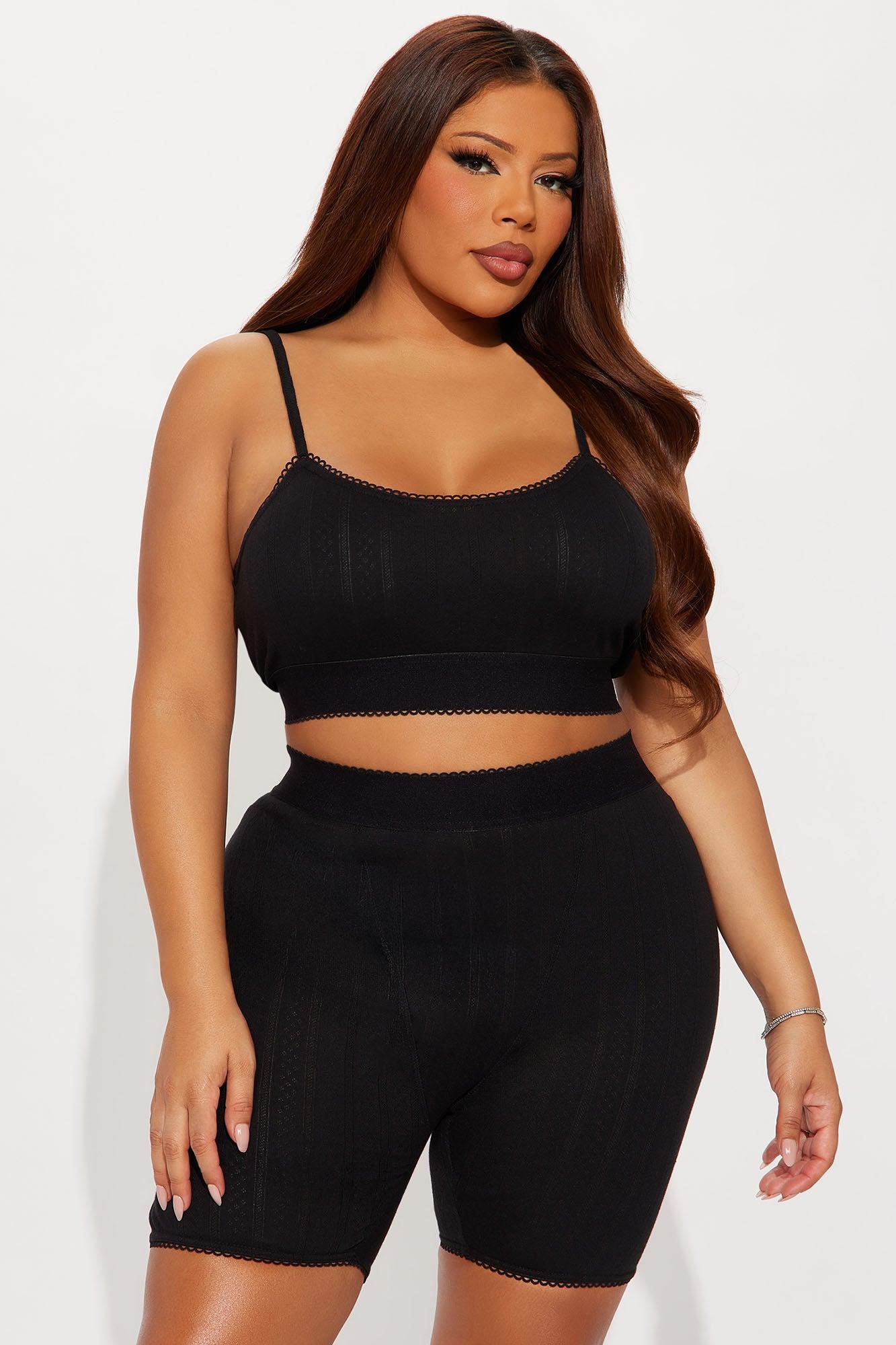 Stay Together Pointelle PJ Boxer Short Set - Black Female Product Image