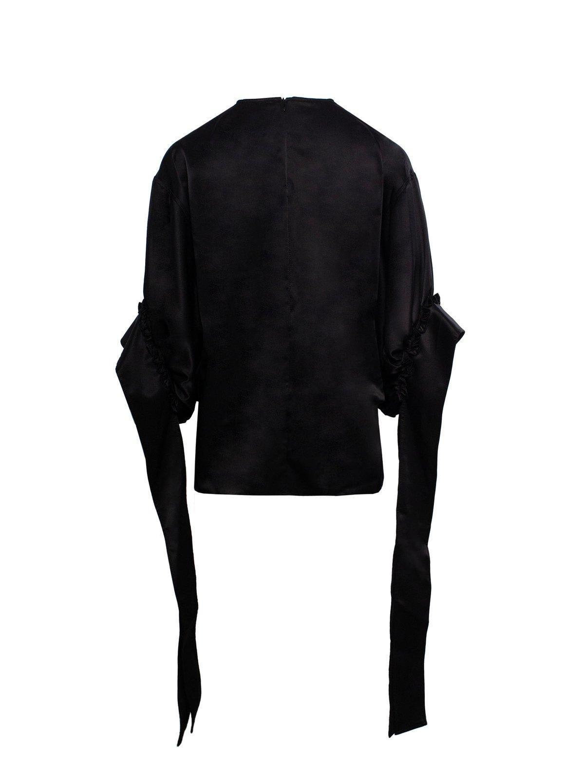 JW ANDERSON Strap Detailed Crewneck Blouse In Black Product Image