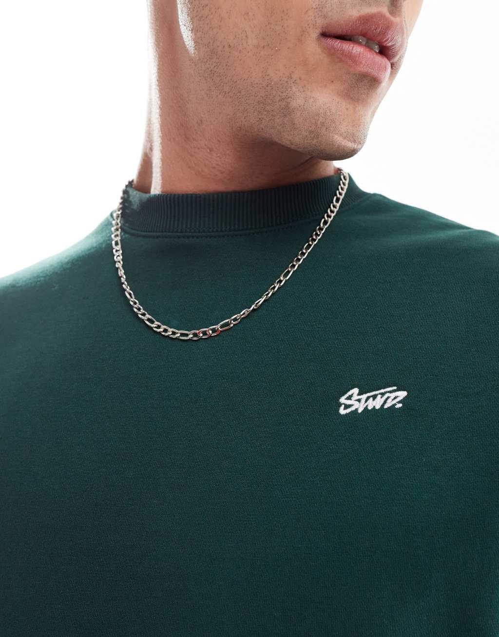 Pull&Bear STWD sweatshirt in bottle green Product Image