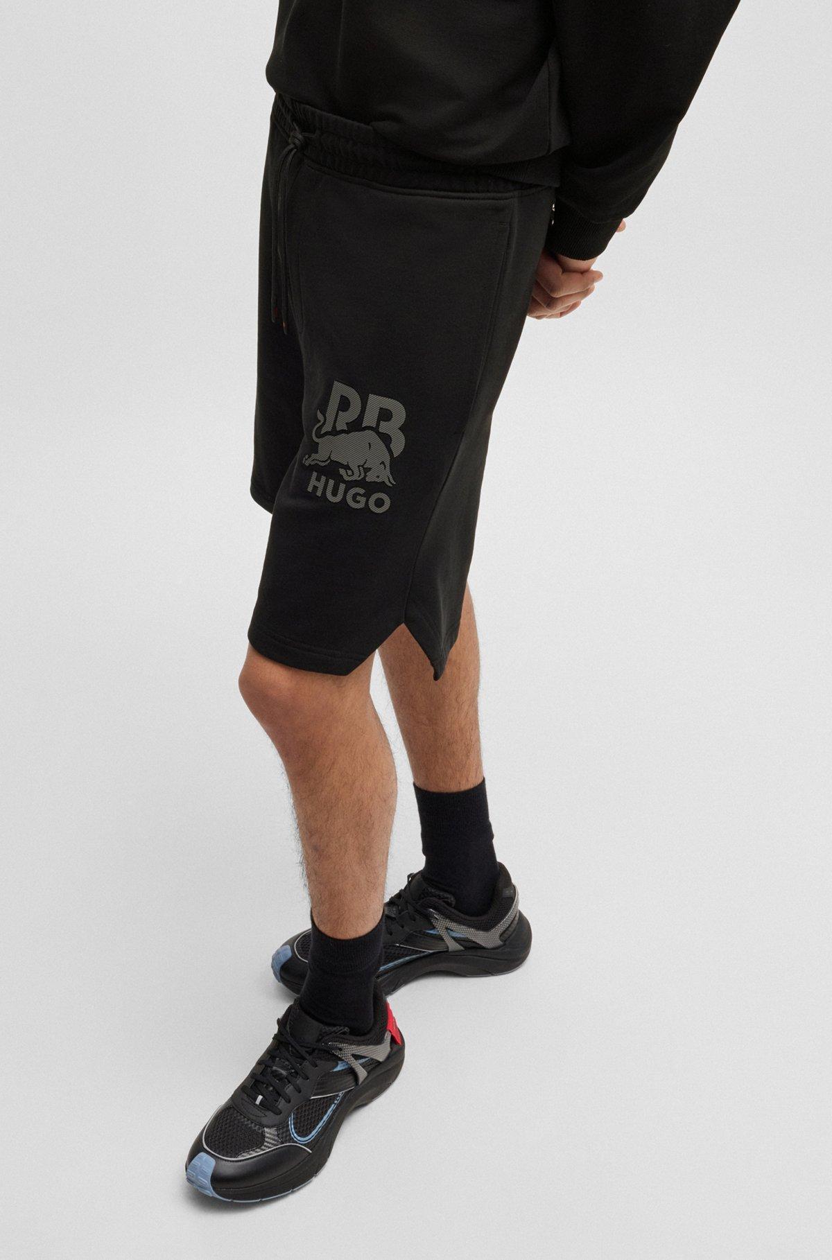 HUGO x RB cotton-terry shorts with carbon stealth logo Product Image