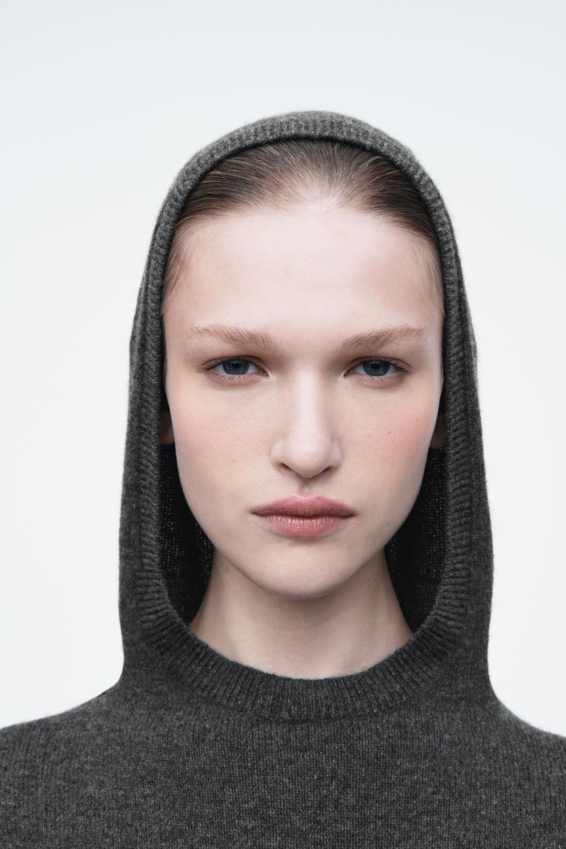 HOODED MERINO WOOL MAXI DRESS Product Image