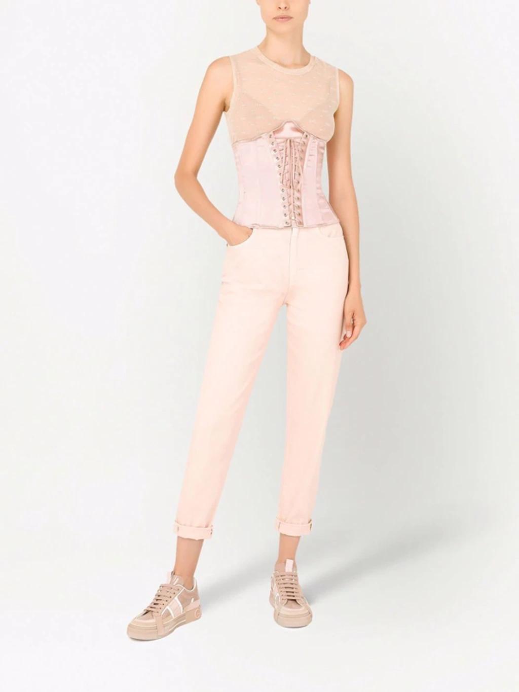 DOLCE & GABBANA Lace-up Corset In Pink Product Image