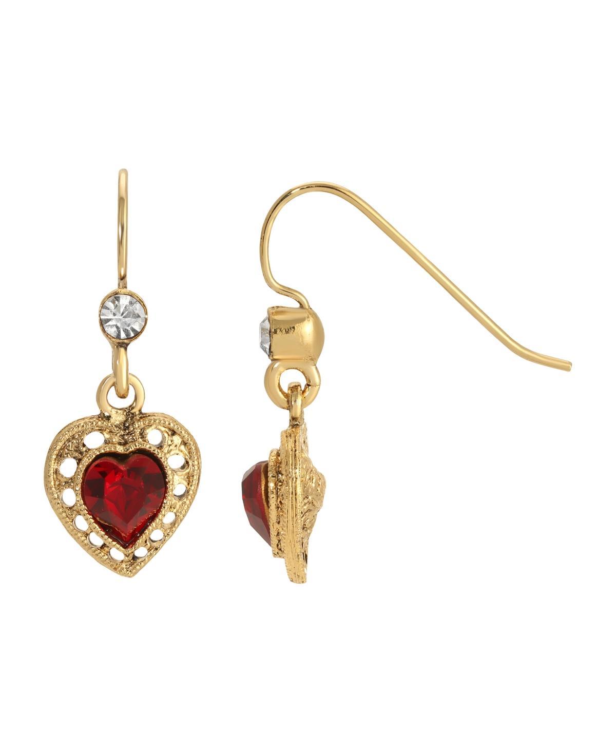 1928 Gold Tone Heart Drop Earrings, Womens, Green Product Image