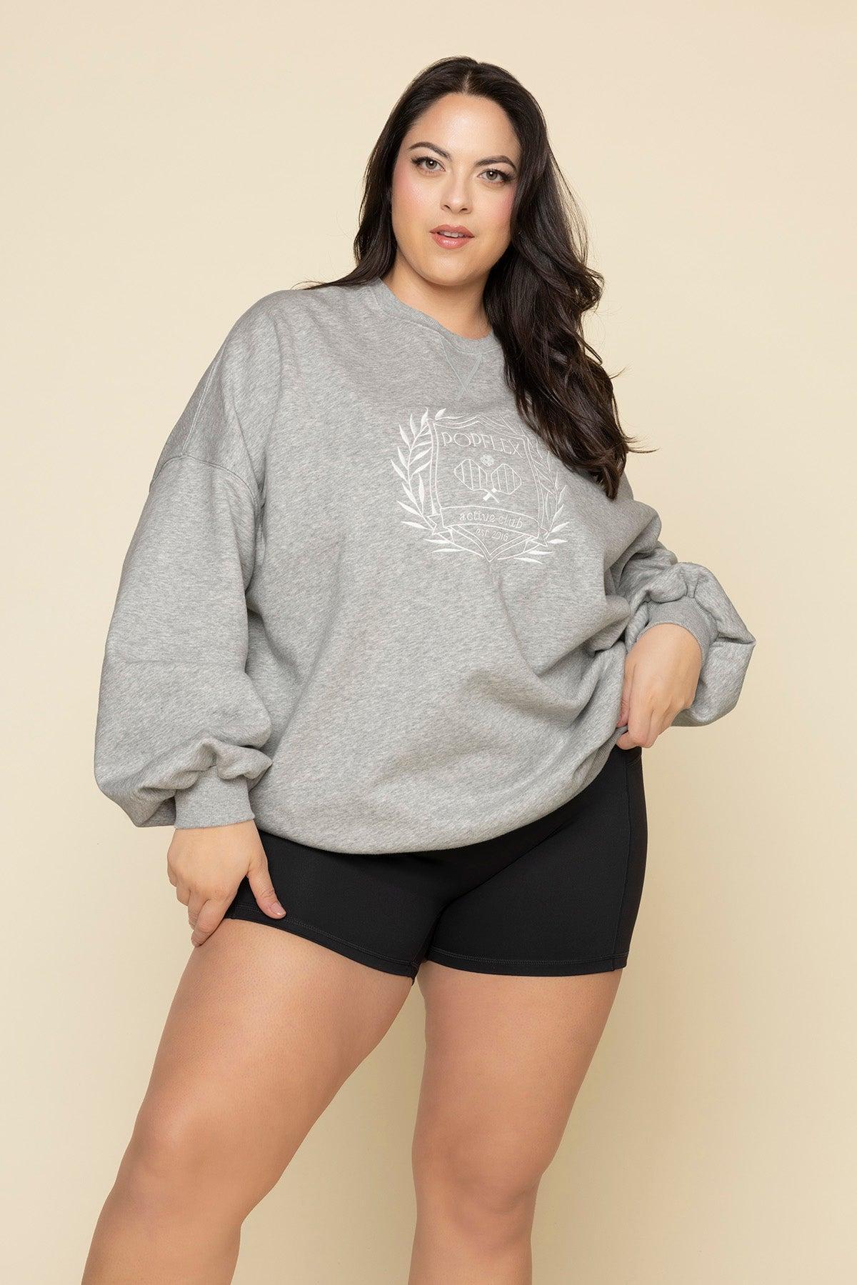POPFLEX® Active Club Cloud Crewneck Sweater - Heather Grey Product Image