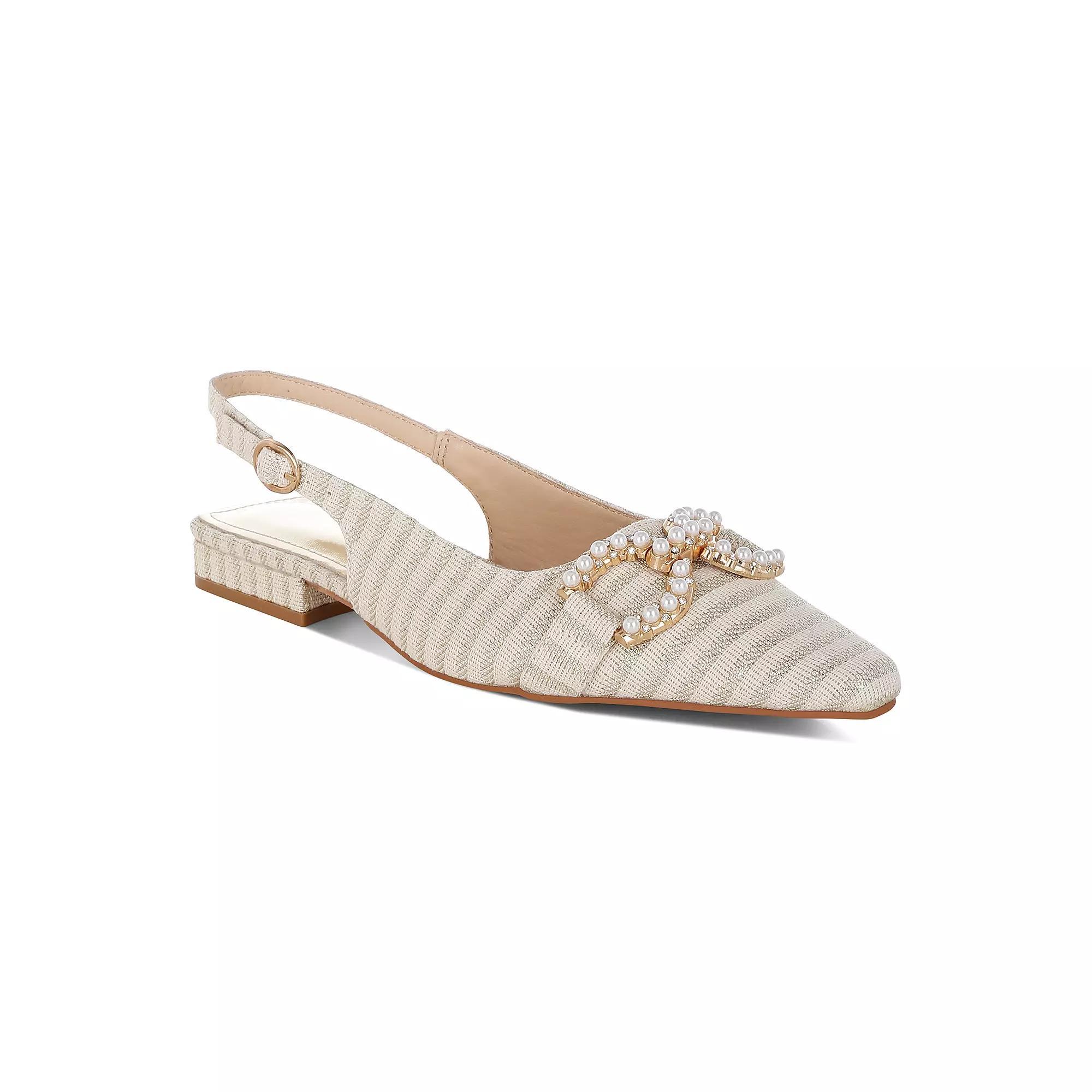 London Rag Crina Women's Pointed Toe Striped Slingback Dress Shoes, Size: 5, Gold Product Image