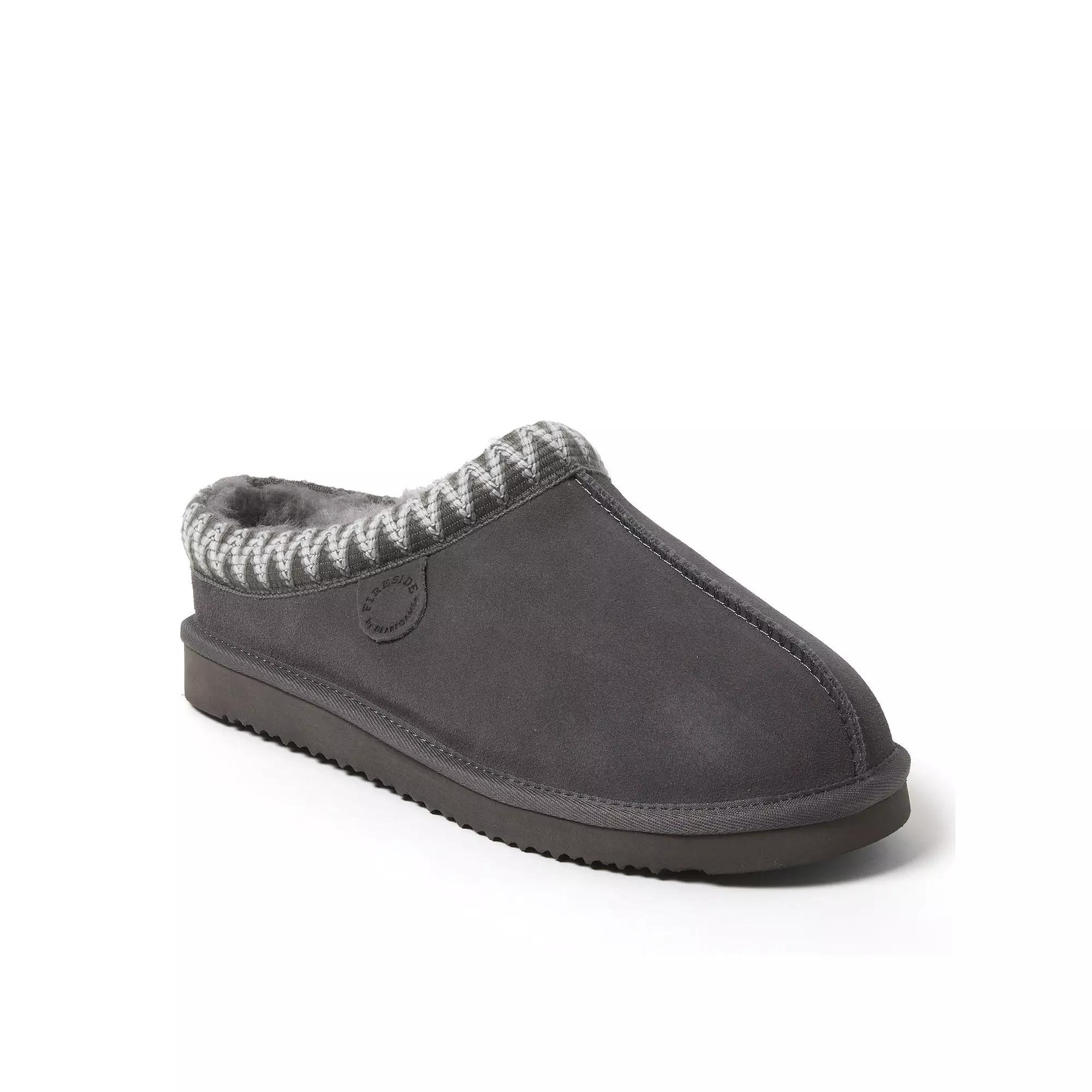 Men's Fireside by Dearfoams Grafton Genuine Shearling Clog With Taping Slippers, Size: 10, Loden Product Image