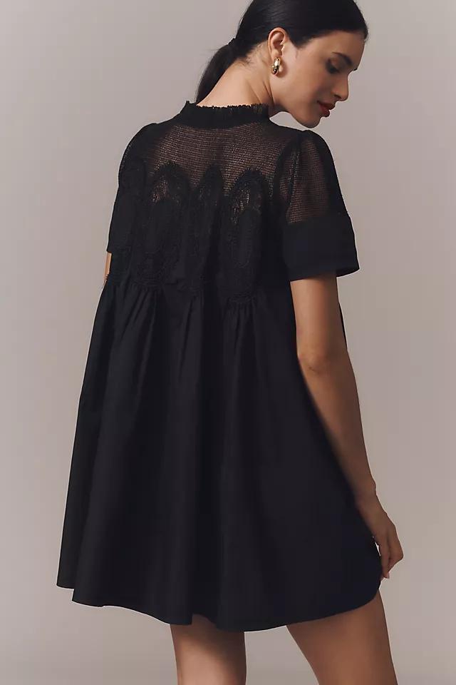 En Elly Lace Short-Sleeve Mini Babydoll Dress Product Image