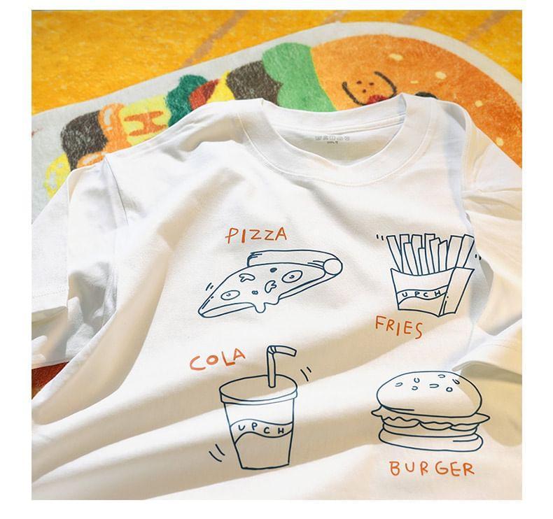 Short-Sleeve Crew Neck Food Print T-Shirt Product Image