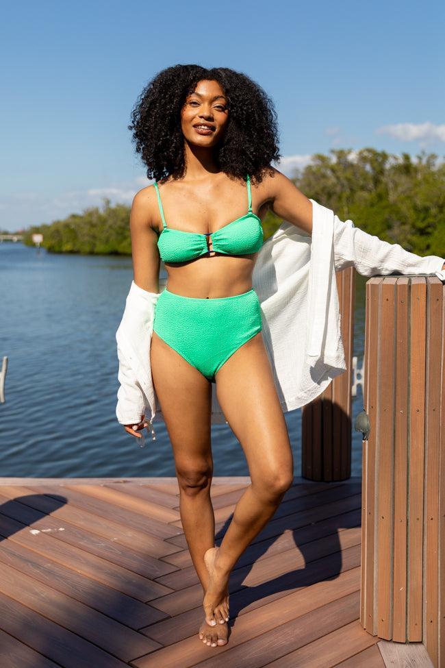 Crystal Clear Green Textured Bikini Bottom FINAL SALE Product Image