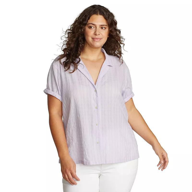 Plus Size Eddie Bauer Short-Sleeve Packable Camp Shirt, Women's, Size: 1XL, Seagreen Product Image