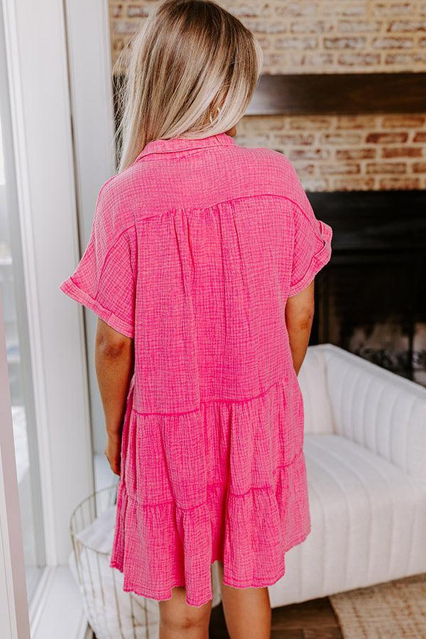 Across The World Mineral Wash Mini Dress In Pink Product Image