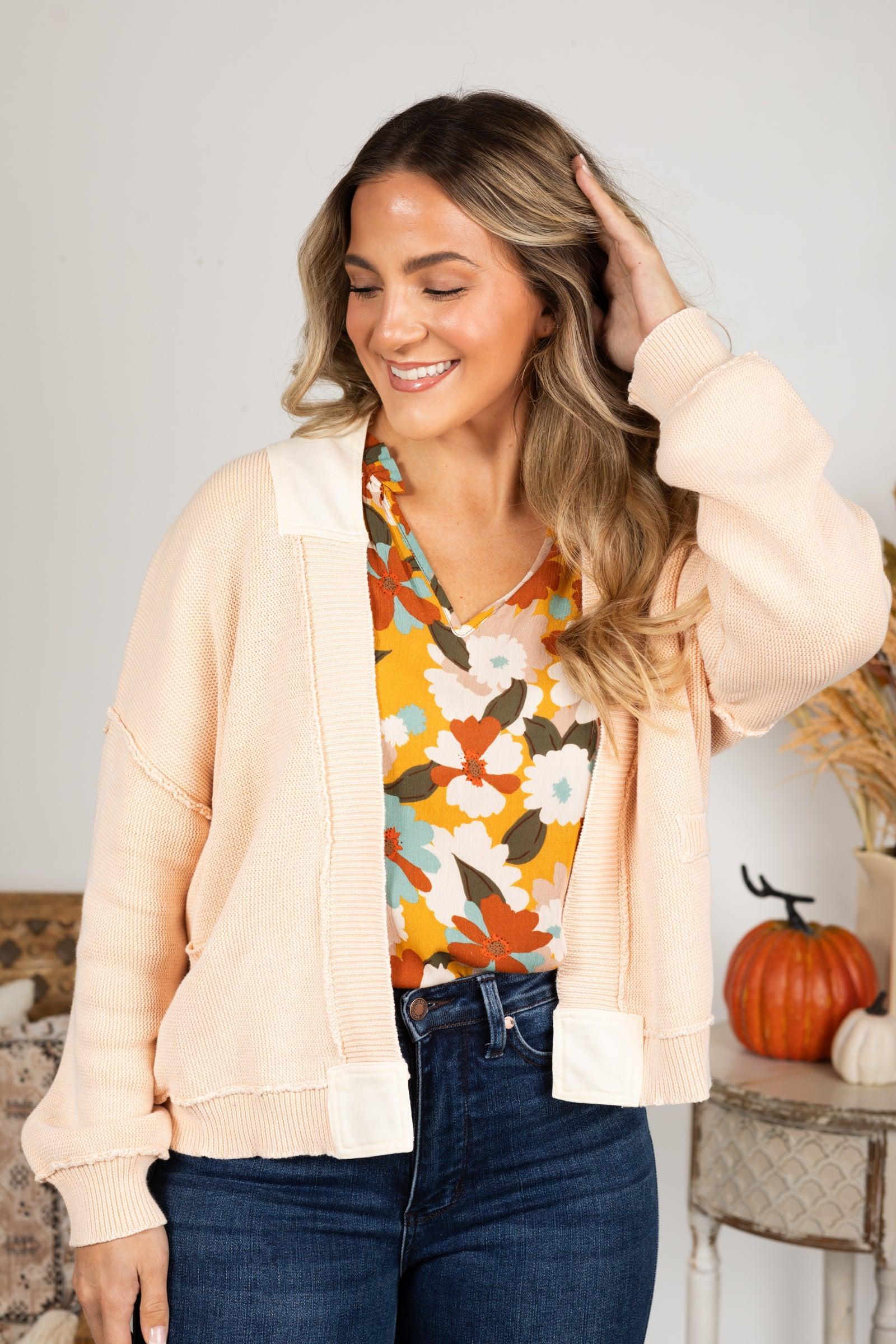 Vintage Washed Contrast Trim Cardigan Product Image