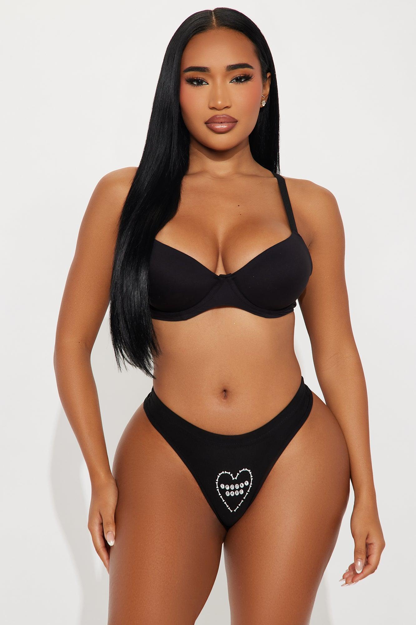 Spooky Babe Halloween Thong Panty - Black/White Product Image