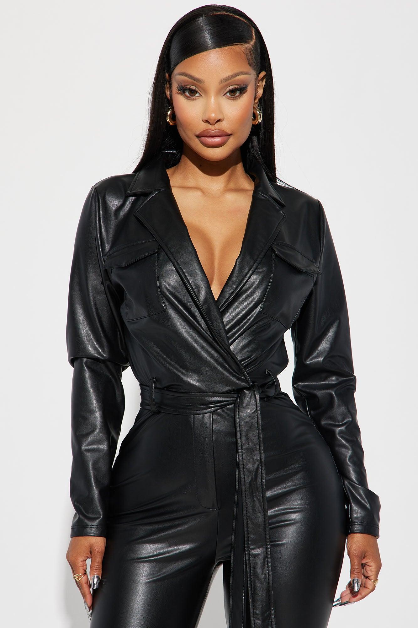 Emma PU Leather Jumpsuit - Black Product Image