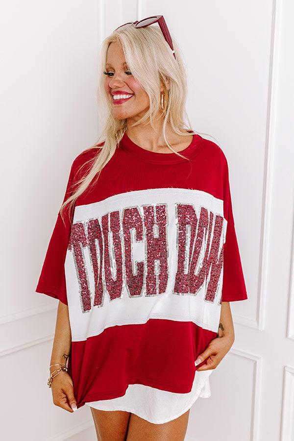 It's a Touch Down Sequin Oversized Tee in Red Product Image