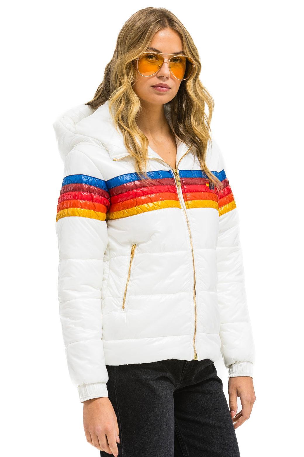 5 STRIPE LUXE TREKKER JACKET - GLOSSY WHITE Female Product Image
