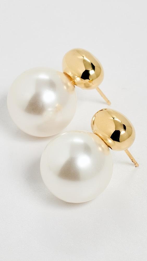 SHASHI Gold Pearl Stud Drop Earrings | Shopbop Product Image