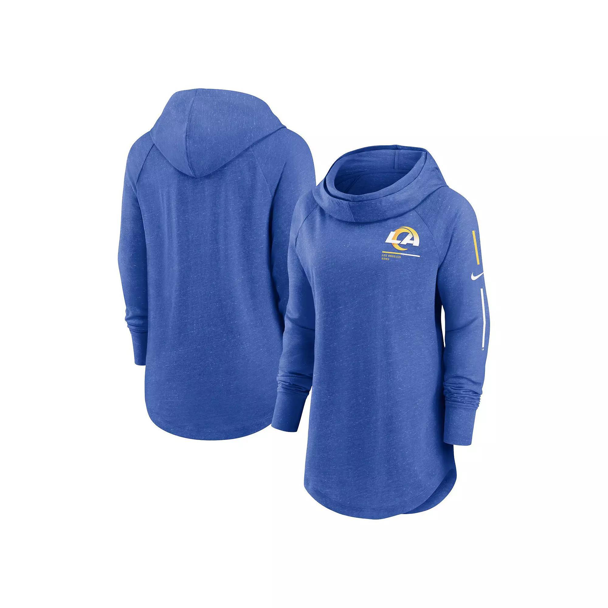 Women's Nike Royal Los Angeles Rams Minimal Statement Raglan Funnel Neck Pullover Hoodie, Size: 2XL, Blue Product Image