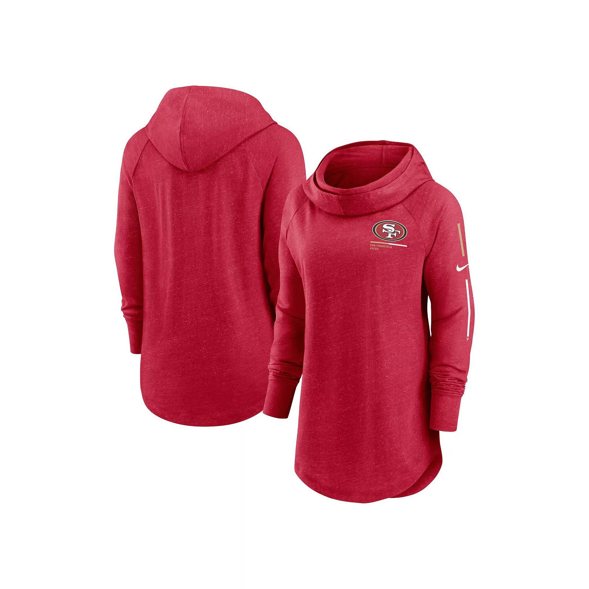 Women's Nike Scarlet San Francisco 49ers Minimal Statement Raglan Funnel Neck Pullover Hoodie, Size: 2XL, Red Product Image