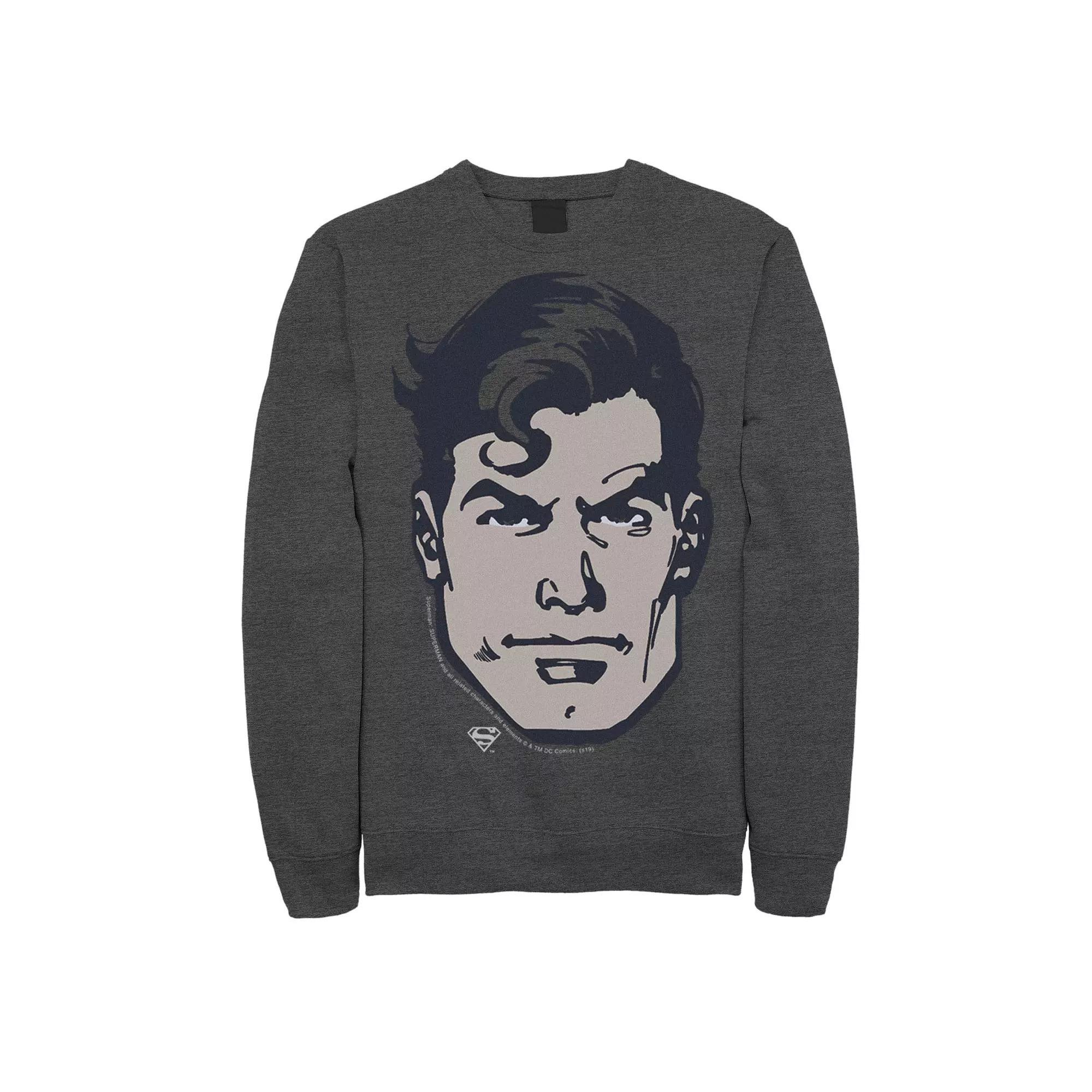 Men's DC Comics Superman Large Chest Portrait Graphic Fleece Pullover, Size: XXL, Grey Heather Product Image