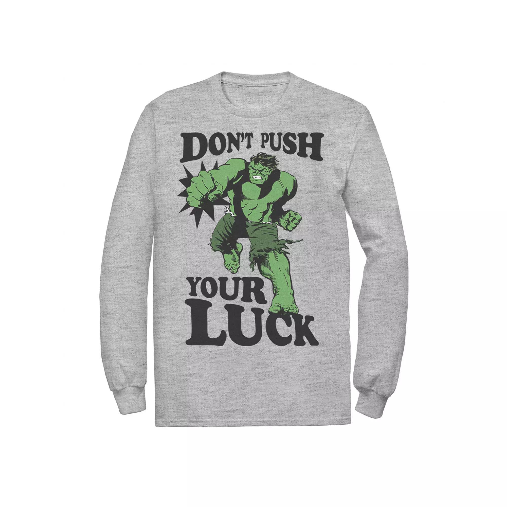 Men's Marvel The Hulk Don't Push Your Luck Tee, Size: Small, Athletic Grey Product Image