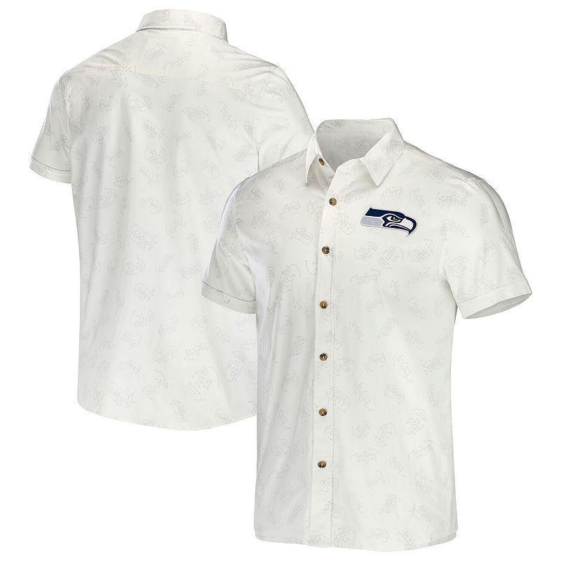 Men's NFL x Darius Rucker Collection by Fanatics White Seattle Seahawks Woven Button-Up T-Shirt, Size: Large Product Image