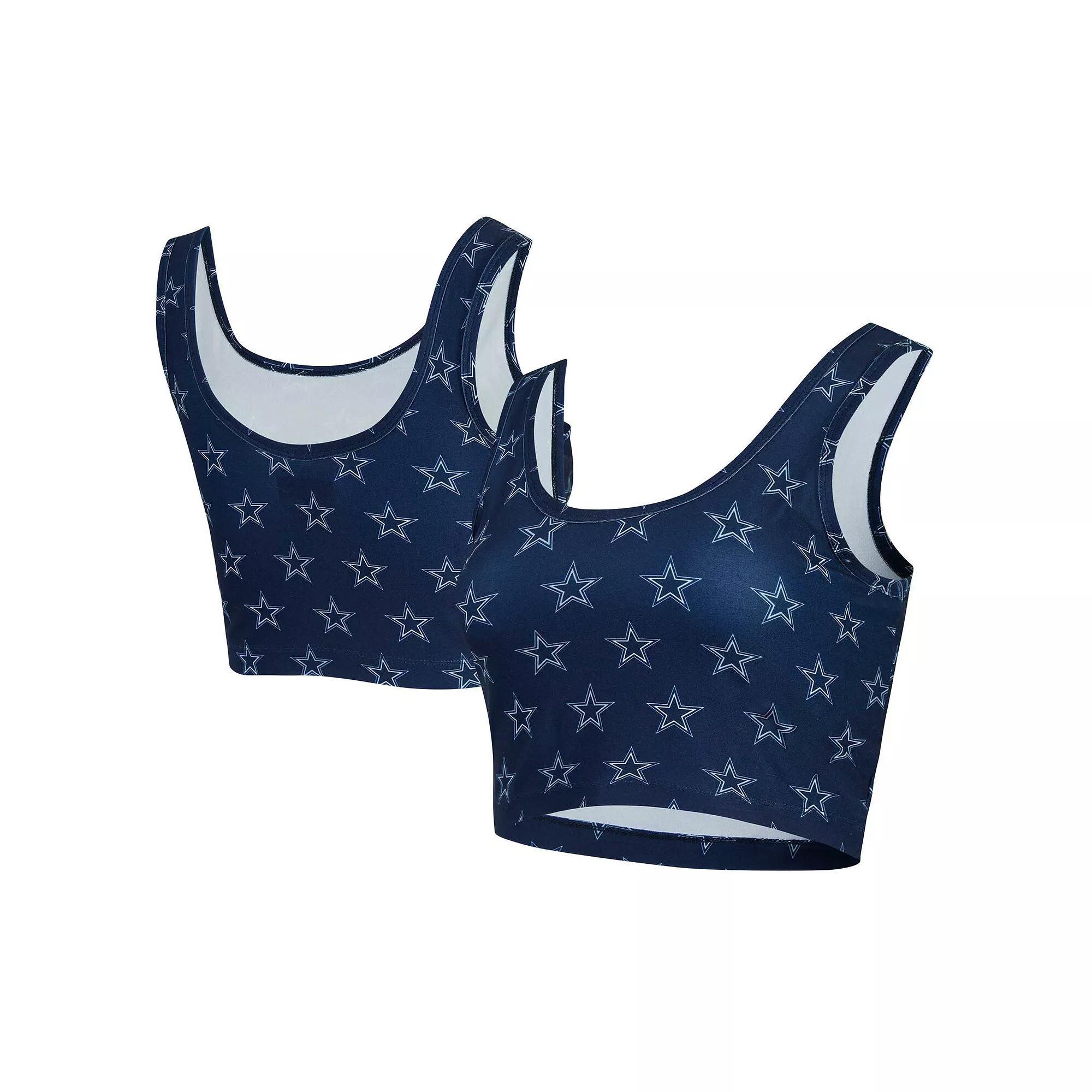 Women's Concepts Sport Navy Dallas Cowboys Record Allover Print Bralette, Size: Medium, Blue Product Image