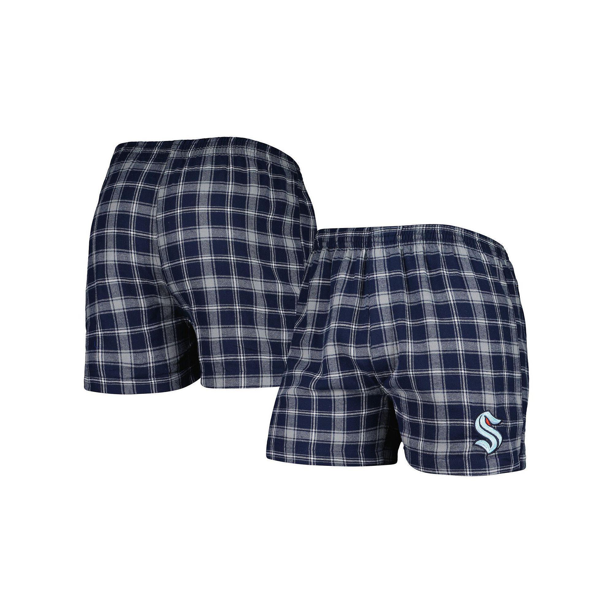 Men's Concepts Sport Deep Sea Blue/Gray Seattle Kraken Ledger Flannel Boxers, Size: Small, Krk Blue Product Image