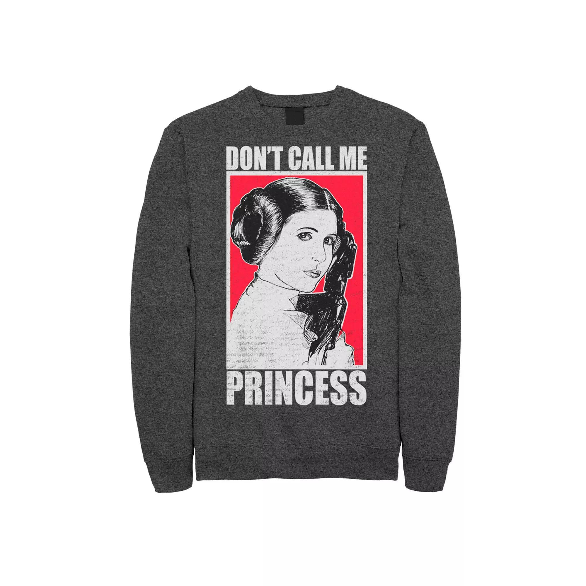 Men's Star Wars Leia Don't Call Me Princess Poster Sweatshirt, Size: XL, Grey Heather Product Image