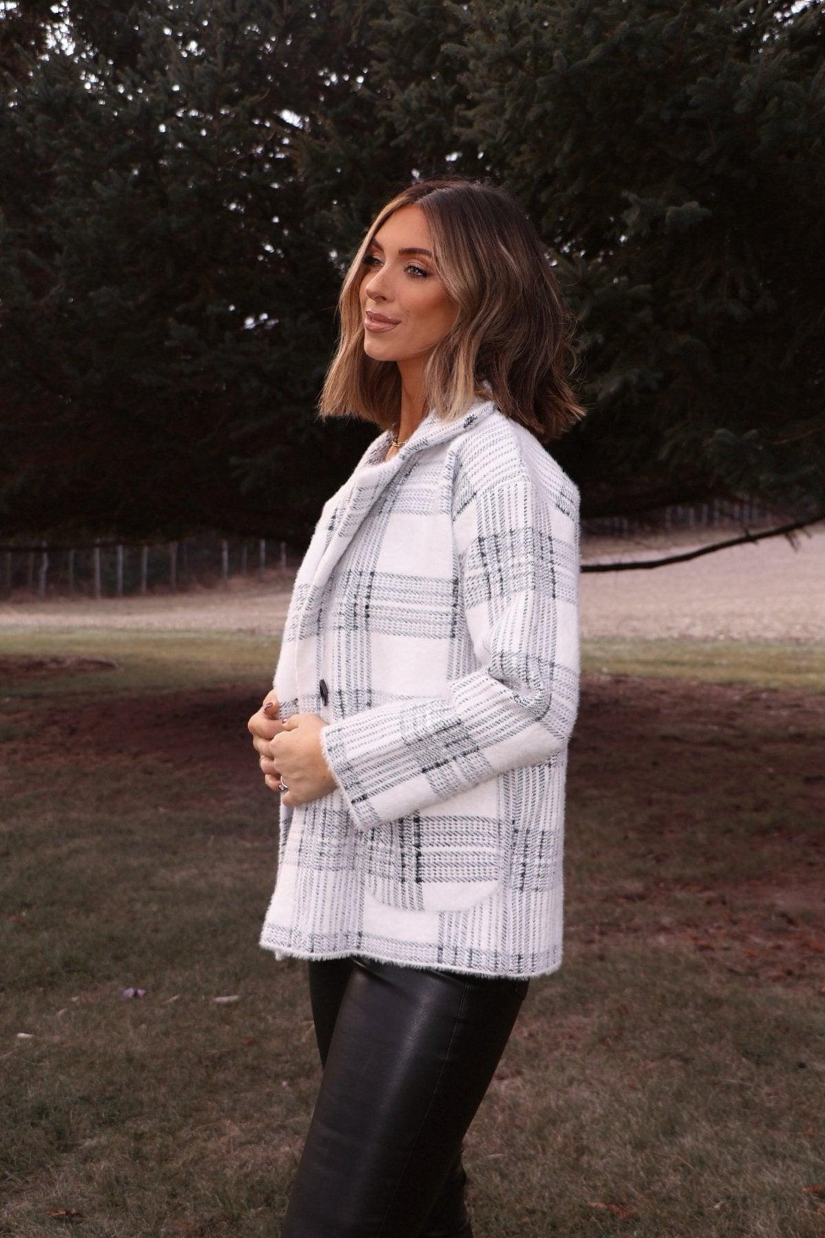 Black and White Plaid Coat - FINAL SALE Product Image