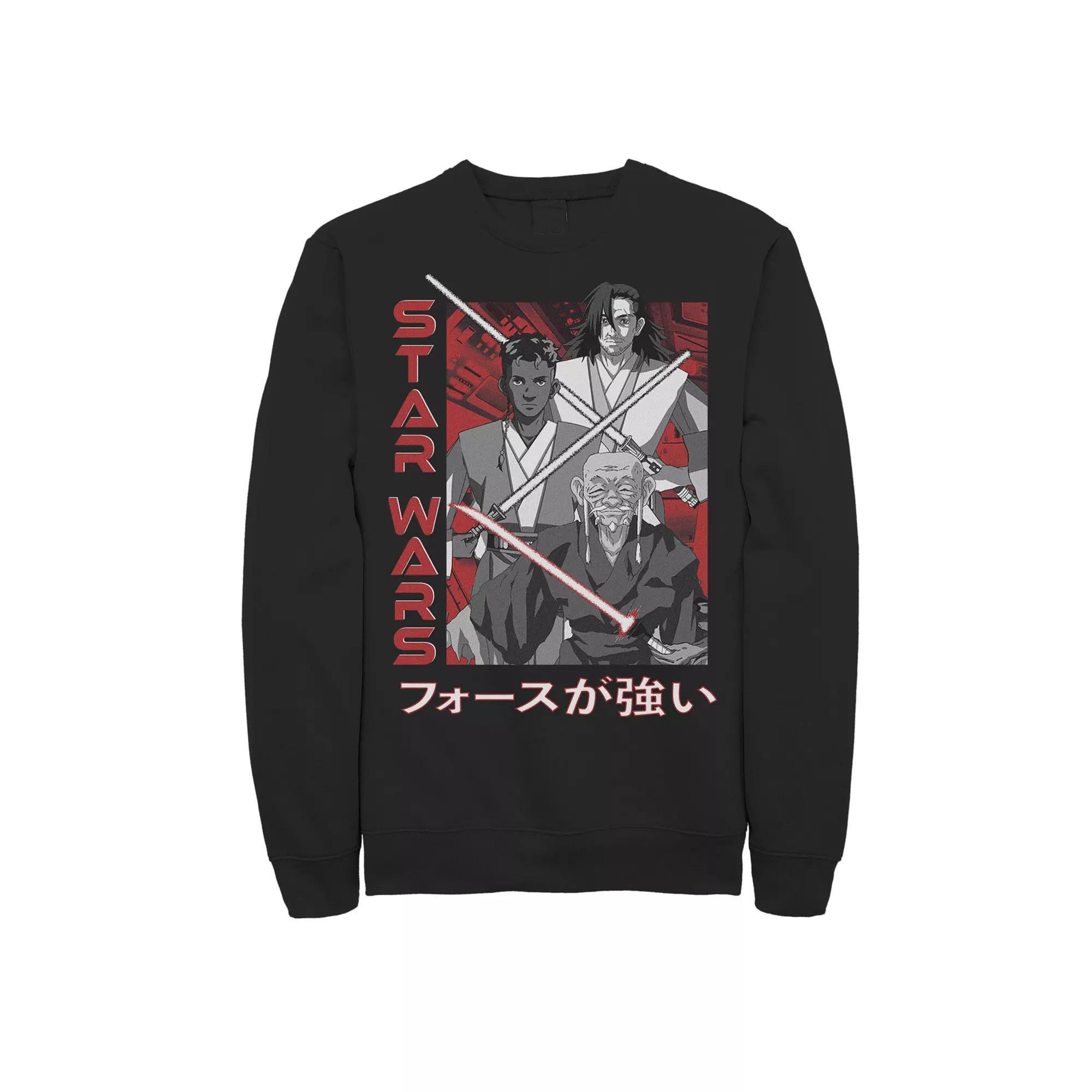 Men's Star Wars Visions Anime Kanji Poster Graphic Fleece, Size: XXL, Black Product Image