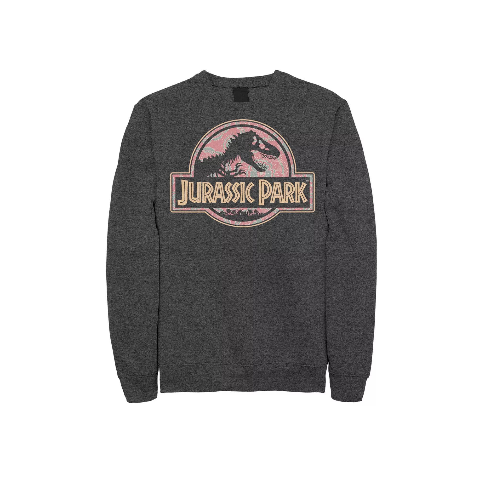 Men's Jurassic Park Floral Circle Logo Sweatshirt, Size: Medium, Grey Heather Product Image