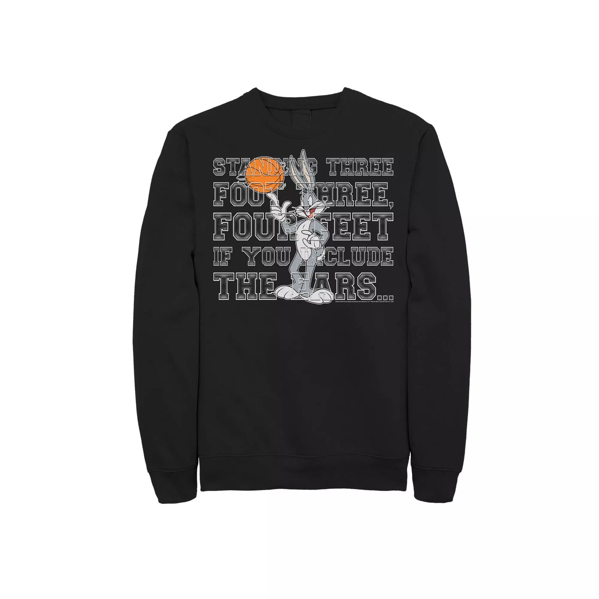 Men's Looney Tunes Space Jam Bugs Bunny Standing Three Foot Three Sweatshirt, Size: Large, Black Product Image