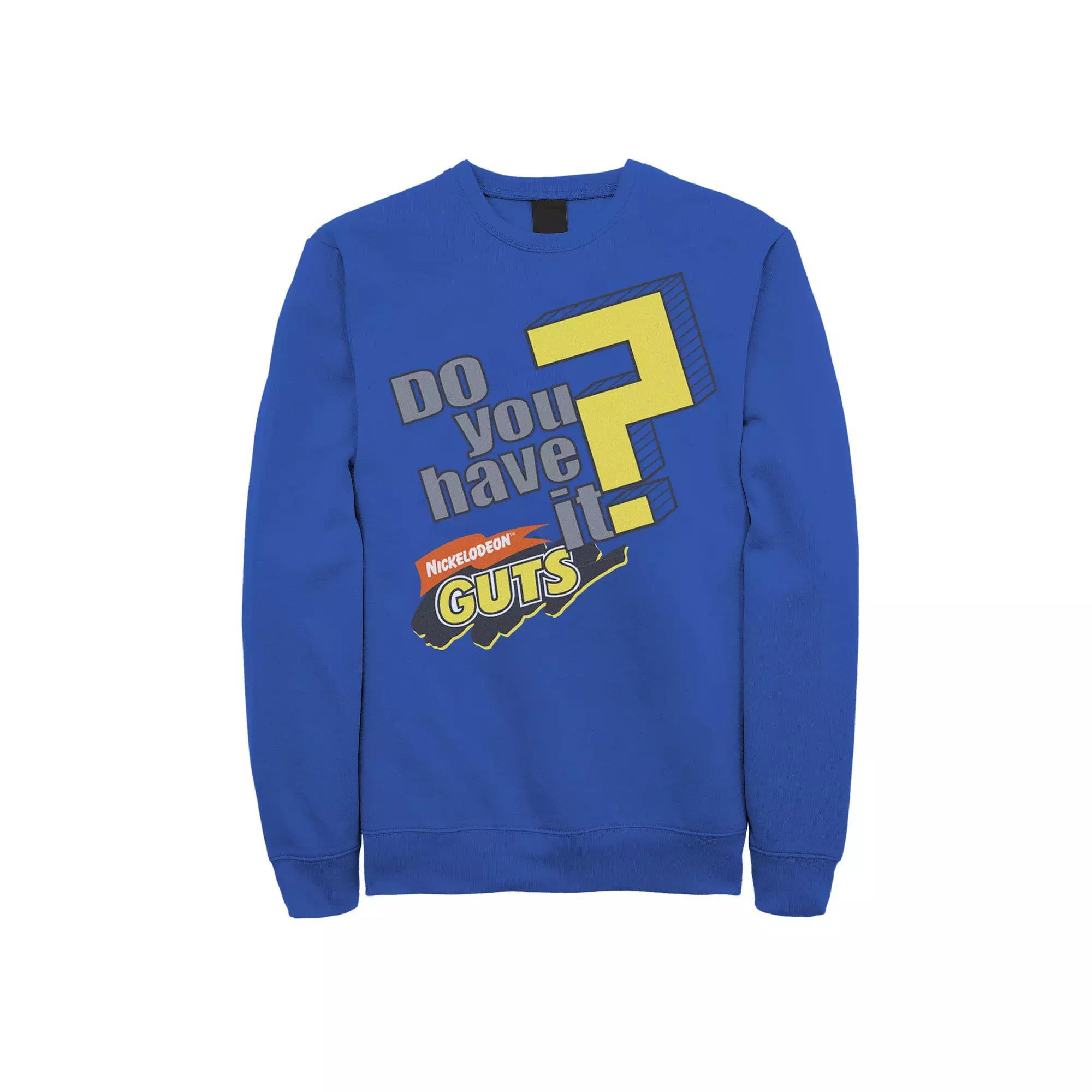 Men's Nickelodeon Guts Do You Have It Vintage Question Logo Graphic Fleece Pullover, Size: XXL, Royal Product Image
