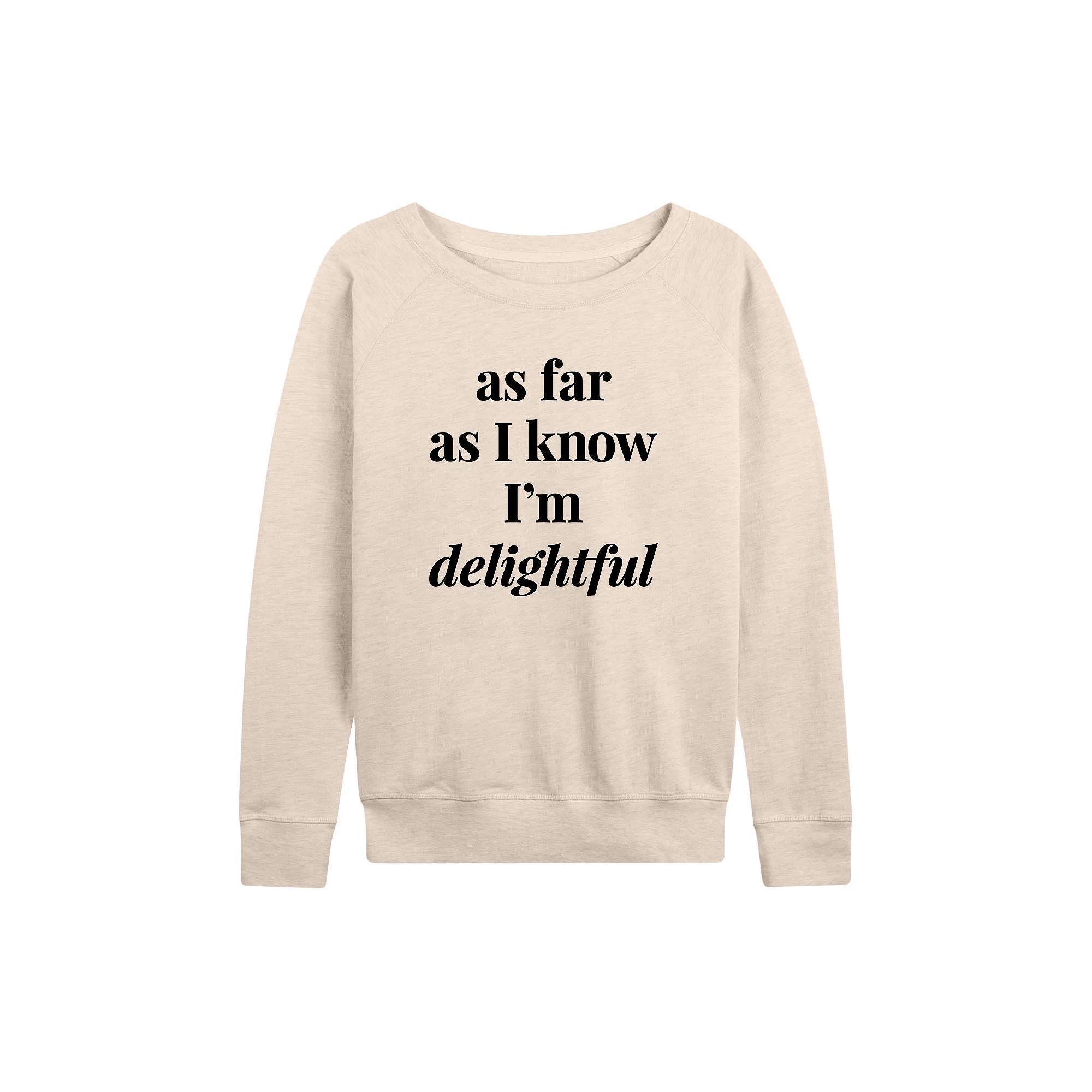 Women's As I Know I'm Delightful French Terry Long Sleeve Tee, Size: Medium, Beige Product Image