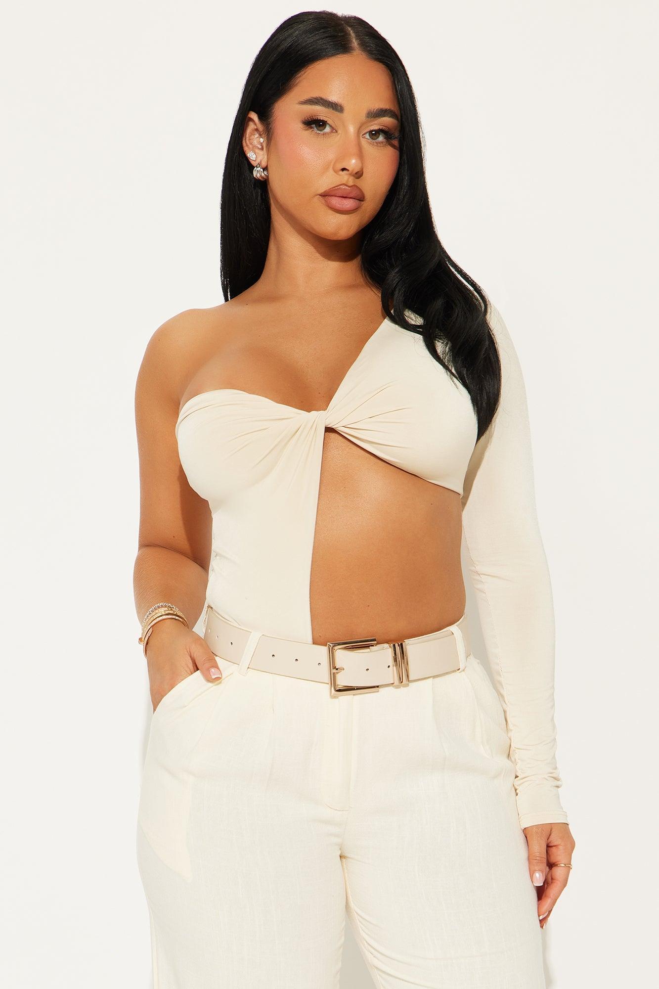 Lets Get Lost One Shoulder Bodysuit - Nude Product Image