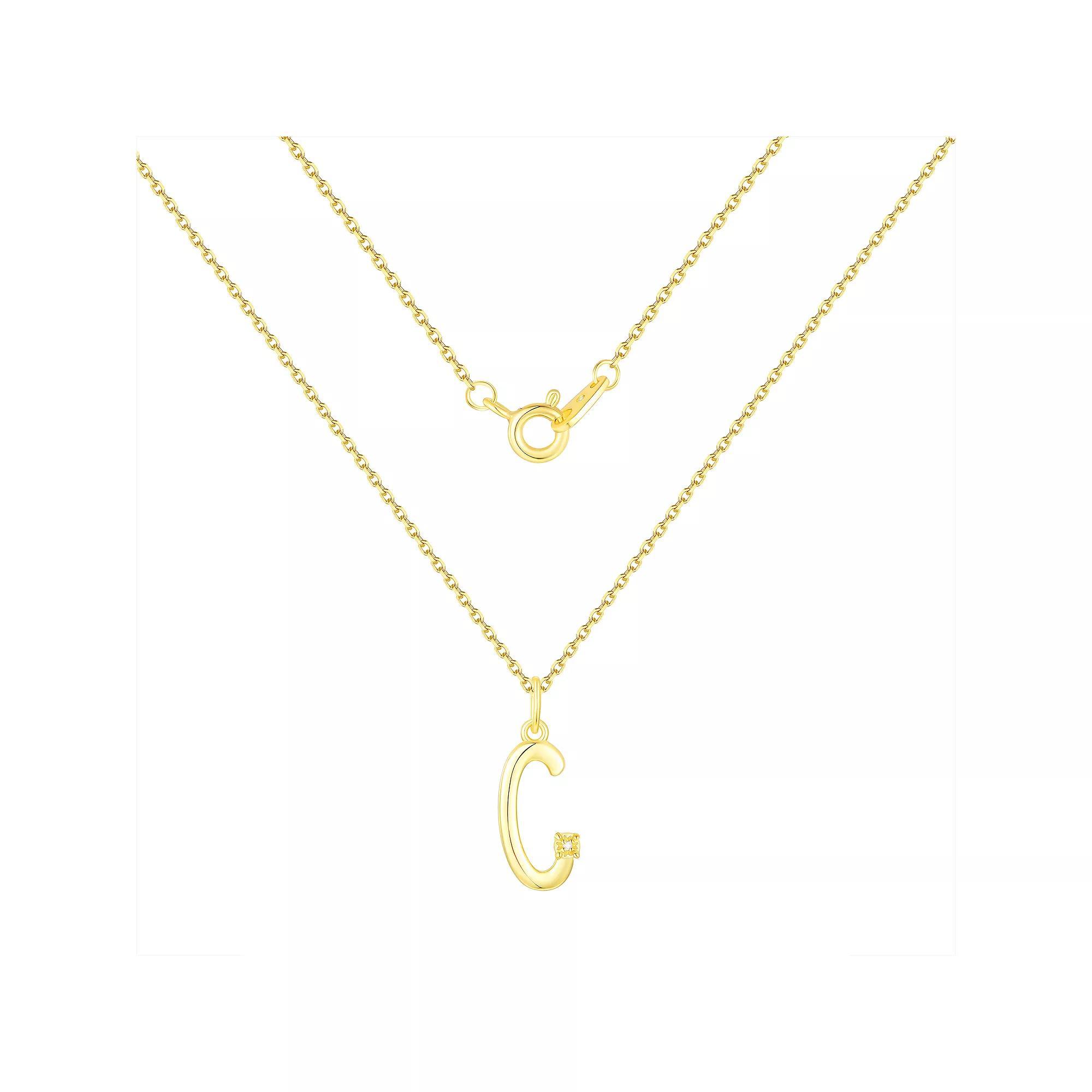 Forever Radiant Diamond Accent Initial Pendant Necklace, Women's, Size: 18", Gold Tone C Product Image