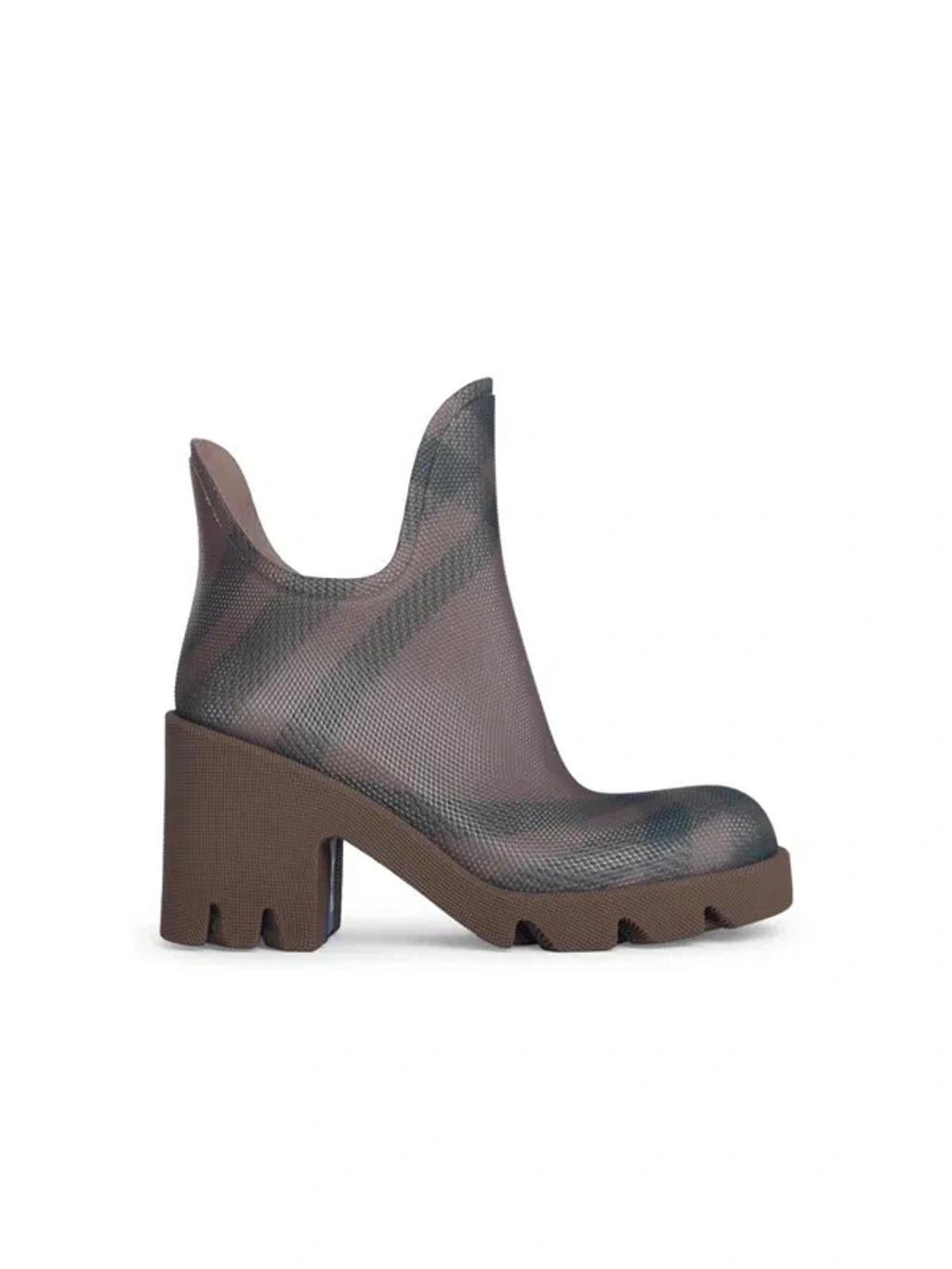 BURBERRY Marsh Stiefel Mit Karomuster 65mm In Green Product Image