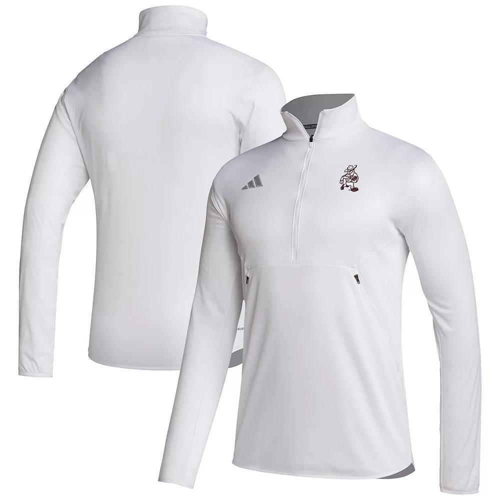 Men's adidas  White Texas A&M Aggies Ol' Sarge Sideline Knit Quarter-Zip Pullover Top, Size: XL Product Image