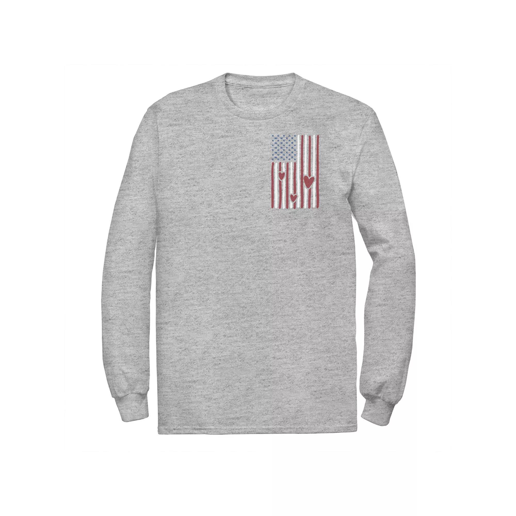 Big & Tall American Flag Of Love Left Chest Logo Tee, Mens Athletic Grey Product Image